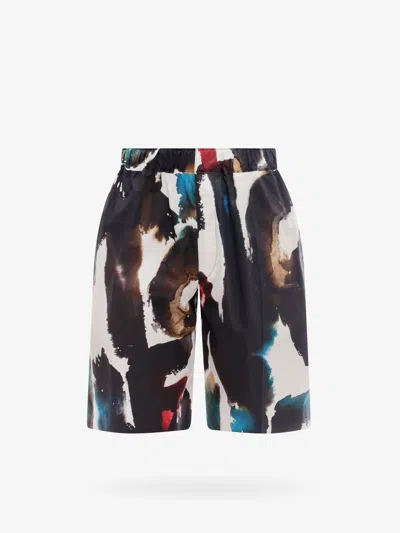 ALEXANDER MCQUEEN COTTON BERMUDA SHORTS WITH ALL-OVER GRAFFITI ACQUERELLO PRINT