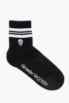 Alexander Mcqueen Black & White Stripe Skull Sport Socks