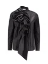 Alexander Mcqueen Cotton Shirt Featuring Bow Detail And Ruffles In Black