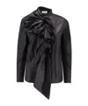 Alexander Mcqueen Cotton Shirt Featuring Bow Detail And Ruffles In Black
