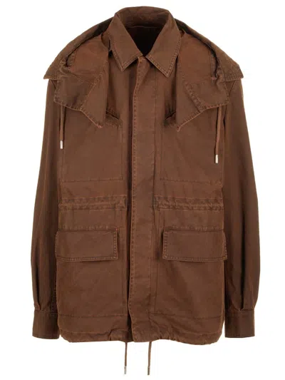 Alexander Mcqueen Long-sleeved Casual Jacket In Brown