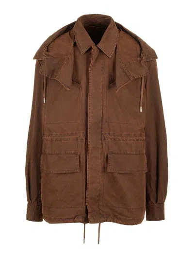 Alexander Mcqueen Long-sleeved Casual Jacket In Brown