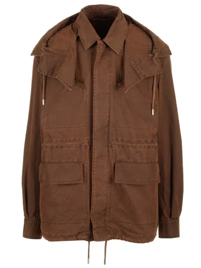 Alexander Mcqueen Long-sleeved Casual Jacket In Brown