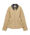 Alexander Mcqueen Cotton Canvas Peplum Jacket In Brown