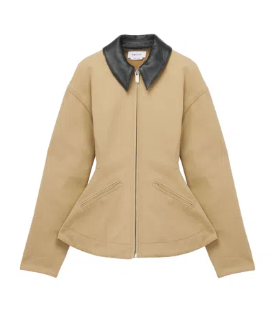 Alexander Mcqueen Cotton Canvas Peplum Jacket In Brown