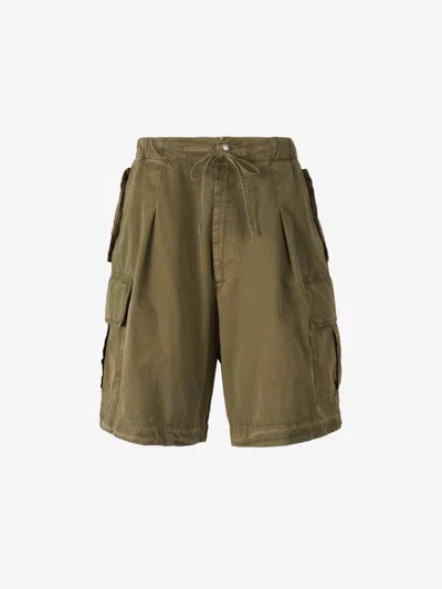 Alexander Mcqueen Cotton Cargo Bermuda Shorts In Military Green