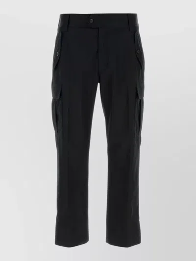 Alexander Mcqueen Cotton Cargo Trousers Belt Loops Back Pockets In Blue