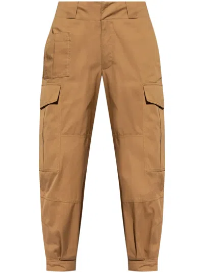 Alexander Mcqueen Low-waisted Cargo Pants With Ankle Buttons In Brown