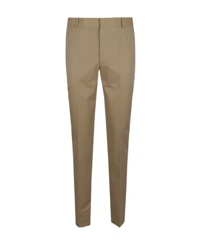 Alexander Mcqueen Cotton Cigarette Trousers In Brown