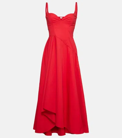 Alexander Mcqueen Cotton Corset Dress In Red