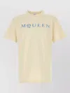 Alexander Mcqueen Men Cotton T-shirt With A Flocked Logo Printed In Neutral