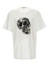 Alexander Mcqueen Skull Print Crewneck T-shirt In Blanco