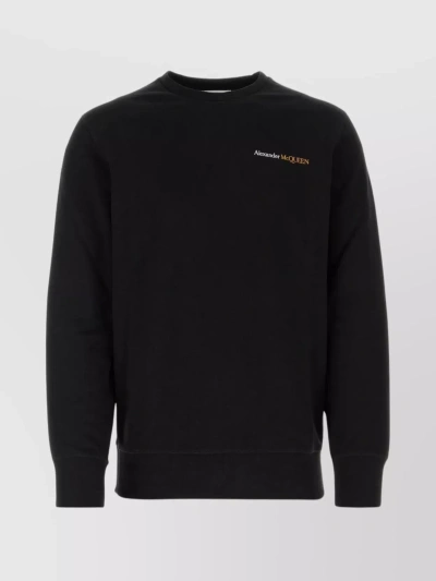 ALEXANDER MCQUEEN COTTON CREW-NECK SWEATER WITH RIBBED DETAILS