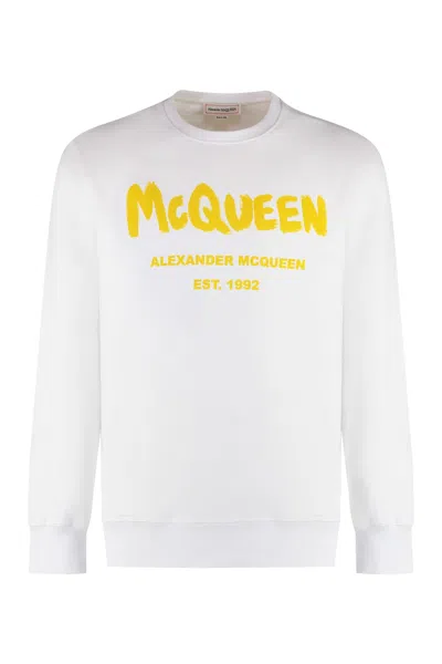 Alexander Mcqueen Sweatshirt Cotton Mcqueen Print In White