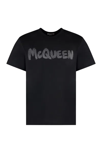 Alexander Mcqueen Cotton Crew-neck T-shirt In Black