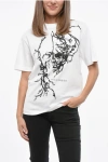 Alexander Mcqueen Cotton Crew-neck T-shirt With Frontal Floral-print In White