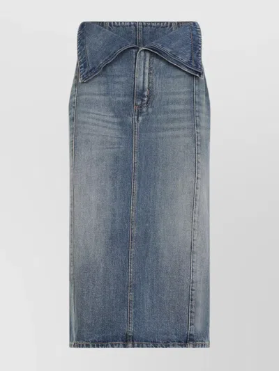ALEXANDER MCQUEEN COTTON DENIM MIDI SKIRT