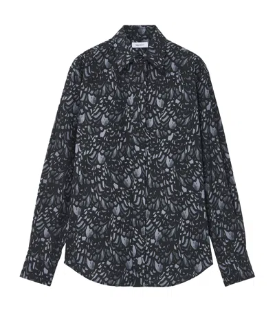 Alexander Mcqueen Cotton Feather Print Shirt In Black