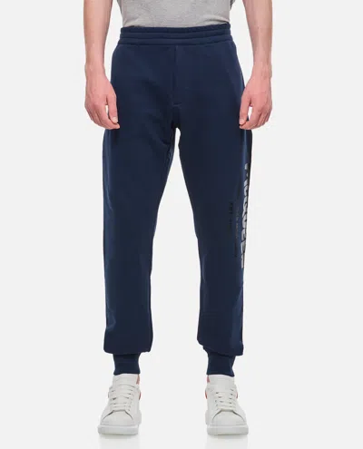 Alexander Mcqueen Cotton Graffiti Jogging Pants In Blue