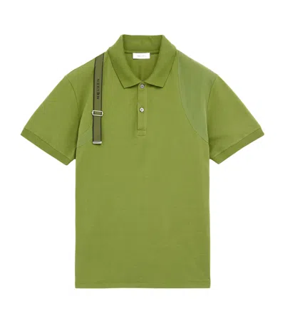 Alexander Mcqueen Cotton Harness Polo Shirt In Green