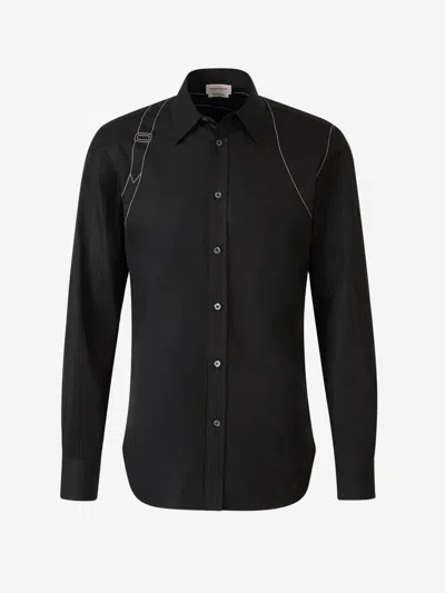 Alexander Mcqueen Mcqueen Logo Tape Harness Stretch Cotton Button-up Shirt