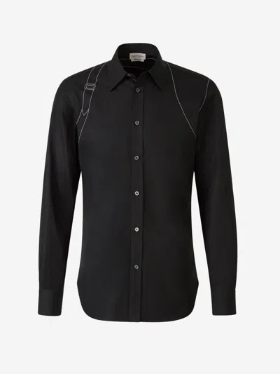 Alexander Mcqueen Contrast Stitch Harness Shirt In Black