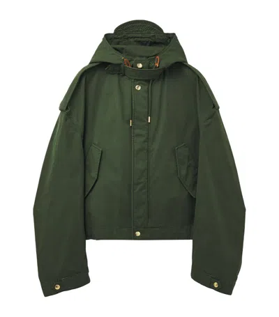 Alexander Mcqueen Cotton Hooded Jacket In Green