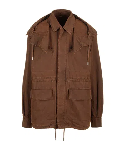 Alexander Mcqueen Long-sleeved Casual Jacket In Brown