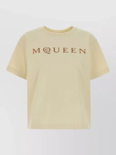 Alexander Mcqueen Cotton Jersey T Shirt Short Sleeves Crewneck In Neutral