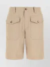 Alexander Mcqueen Bermuda Shorts With Pocket Detail In Cream