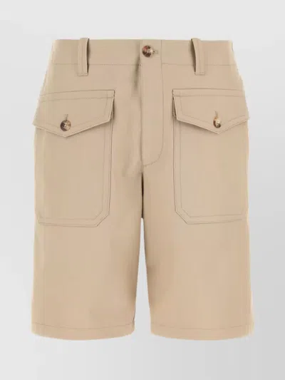 ALEXANDER MCQUEEN COTTON KNEE-LENGTH BERMUDA SHORTS WITH WAIST BELT LOOPS