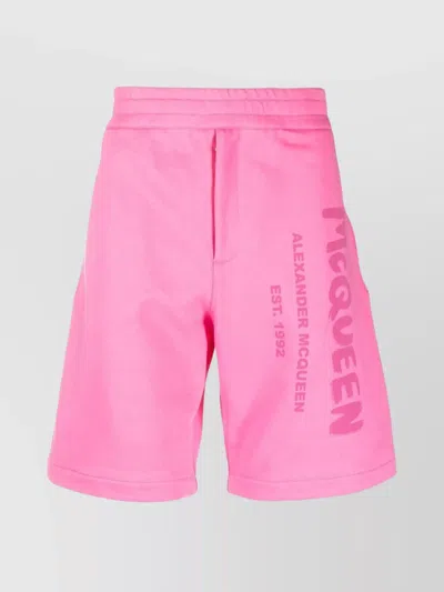 ALEXANDER MCQUEEN COTTON LOGO SHORTS BACK POCKET