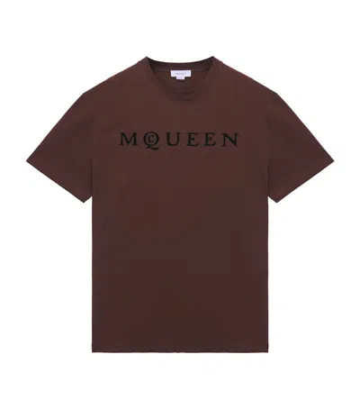Alexander Mcqueen Cotton Logo T-shirt In Brown