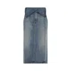 Alexander Mcqueen Structured High-waisted Blue Cotton Midi Skirt