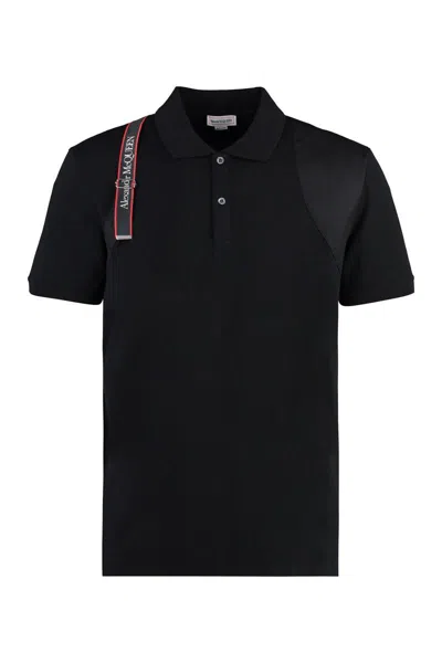 Alexander Mcqueen Cotton-piqué Polo Shirt In Black