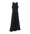Alexander Mcqueen Cotton Pleated Midi Dress In Black