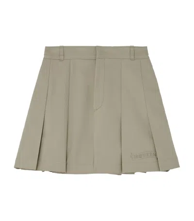 Alexander Mcqueen Cotton Pleated Shorts In Brown