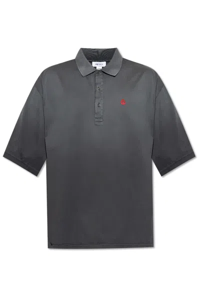 Alexander Mcqueen Cotton Polo With Embroidered Logo In Black