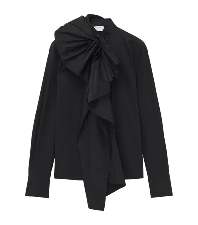 Alexander Mcqueen Cotton Poplin Asymmetric Shirt In Black