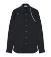 Alexander Mcqueen Mcqueen Raw Edge Harness Cotton Popling Button-up Shirt In Blue
