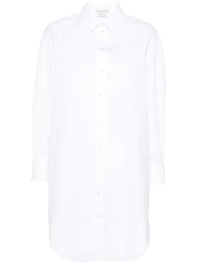 Alexander Mcqueen Poplin Mini Shirtdress In White