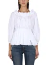 Alexander Mcqueen Off Shoulder Cotton Top In White