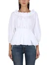 Alexander Mcqueen Off Shoulder Cotton Top In White