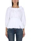 Alexander Mcqueen Off Shoulder Cotton Top In White