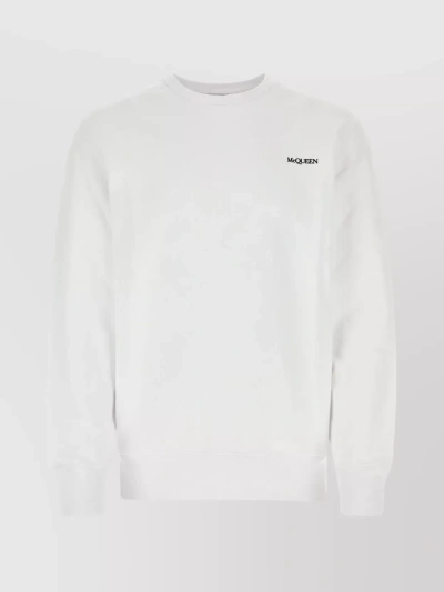 Alexander Mcqueen Cotton Ribbed Crew-neck Sweater In White