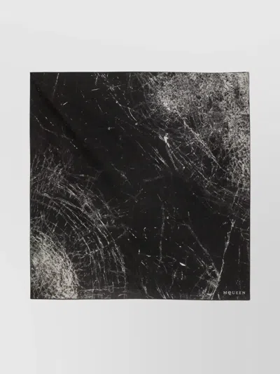 Alexander Mcqueen Cotton Scarf Marble Pattern In Black