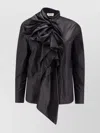 Alexander Mcqueen Cotton Shirt Featuring Bow Detail And Ruffles In Black