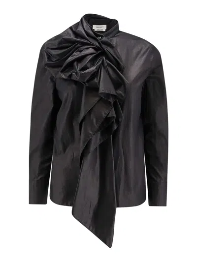 Alexander Mcqueen Cotton Shirt With Bow In Black