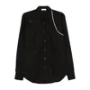 Alexander Mcqueen Mcqueen Raw Edge Harness Cotton Popling Button-up Shirt In Black