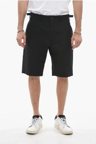 Alexander Mcqueen Cotton Shorts With Side Martingales In Black